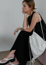 Flower Satin Backpack_White