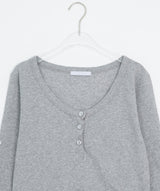 Bella Henley Neck Three Quarter Button Roll-Up T-Shirt