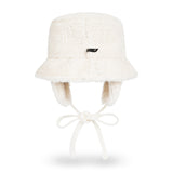 VARZAR Safety Pin Sherpa Fur Flap Bucket Hat / Ivory