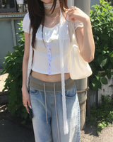 バンディングワイドデニムパンツ