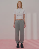 HEART RABBIT CROP TSHIRT-WHITE