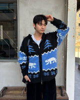 Winter wool knit zip-up