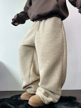 クリームテディシープファーロングパンツ🧸🤎🐑🖤3COLOR