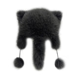 Mini tail soft fur eared fur hat (4 colors)