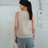 ペーパーニットスリーブレス beige