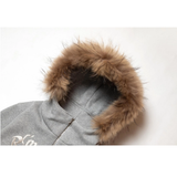 SHINE FUR-HOODIED 2WAY ZIP UP HOODIE GRAY