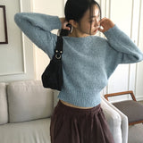 メルドリップネックオフショルダー長袖ニット