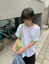 [unisex] Module Loose-Fit Check Short Sleeve Shirt