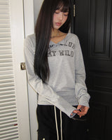 Quind Letter Button Long Sleeve T-Shirt