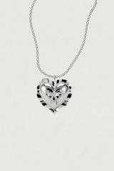 [925SILVER] クッションハートリボンネックレス
