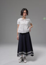 Vented Peter Pan Collar Blouse (White)