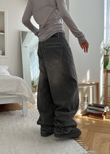 HEM SHIRRING GREY DENIM