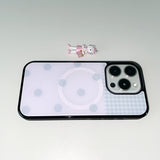 [MADE] DOT PATCH PHONE CASE PINK (glass black bumper)