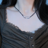 Swirl layered string chain choker necklace