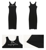 Black mini sleeveless long dress