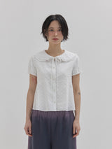 Vented Peter Pan Collar Blouse (White)