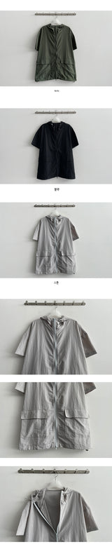 Delop to Way Short Sleeve Hooded Zip-Up Jumper