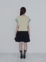 ボタンダブルスリーブレスTシャツ (イエロー)