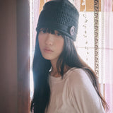 knit button beanie charcoal