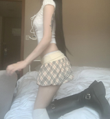 Chechena Beige Check Skirt