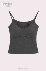 ロイヤル チャコール フリル トレーニング スリーピース セットアップ (Cardigan+Sleeveless+Pants)