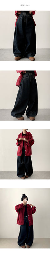 [Short & basic choice*] pai 3 colors side pintuck denim wide pants