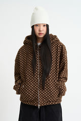 Dot fleece hood zip-up