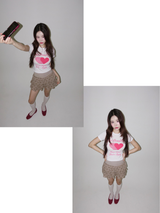 flower frill cancan banding mini skirt