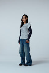 Street league blur artwork double layer long sleeve (Navy)