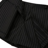 Pinstripe Skirt with Shorts - BLACK