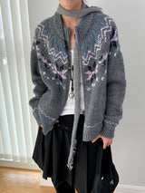 Winter Cozy No Collar Knitwear Zip-Up Cardigan