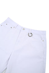 Damage wide white pants