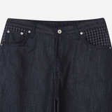 Tartan Curved Denim Pants