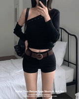 Sculpt Two-Button Spandex Shorts & Belt SET (3 Colors)