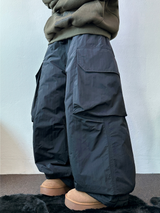 HOT HEAT 🔥 PADDING CARGO OVER UNISEX LONG PANTS🩶🖤2COLOR
