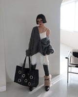 Mohair wool knitwear oversized-fit cardigan
