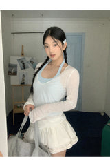 Mint Loose-Fit Layered Sleeveless T-shirt( T + sleeveless set)