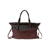 SIGNATURE FLOCKED DENIM WASHED DESTROYED TOTE MESSENGER BAG
