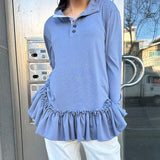 ストライプリンクルTシャツ ブルー