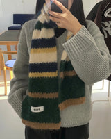 ファイバーモヘアウールストライプマフラー 4C