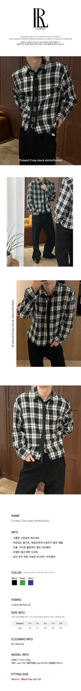 [Unisex] クロップチェックシャツ(3color)