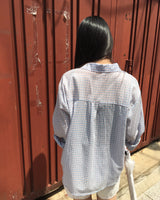 Tenon see-through checkered oversized fit long-sleeved shirt
