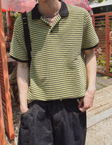 ベルストライプカラーショートスリーブTシャツ