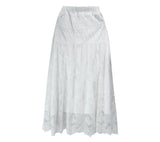  Cloud Mist Flower Lace Maxi Long Skirt (Ivory)