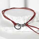 Suede string lettering necklace_orange