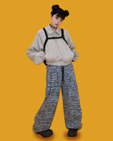 ゼブラバンディングパンツ - スカイ