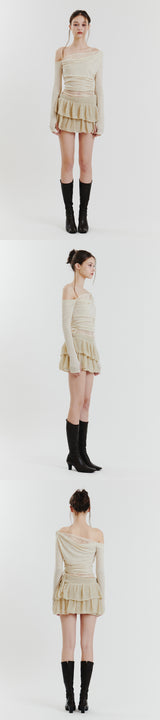 ANGELA KNIT SKIRT grey beige