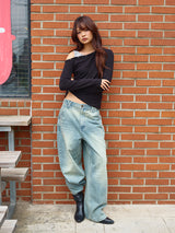 EYELET OFF SHOULDER L/S BLACK