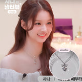 [NMIXX Sullyoon Necklace] デインティハート＆リボンセミチョーカーネックレス - シルバーカラー
