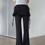 Pinshu Currot Flared String Skirt Bootscut Pantskirt Pants
